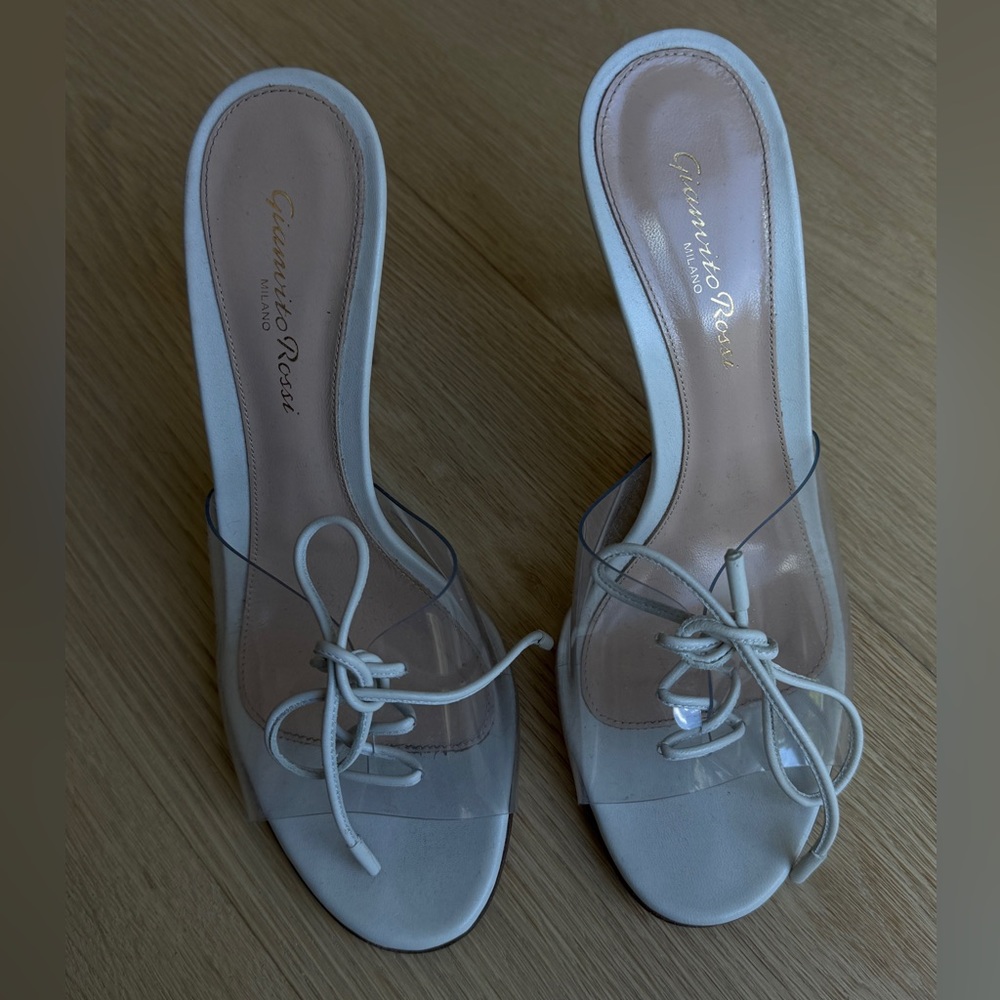 GIANVITO ROSSI LACE UP PVC MULE WHITE SIZE 38 excellent condition work 3 times